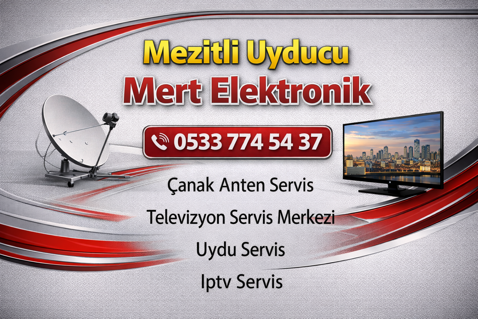 Mezitli Uyducu kirmizi premium tanitim banneri